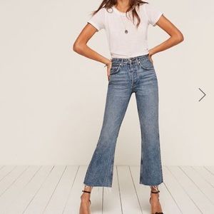 Reformation mid crop flare jeans